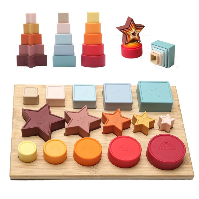 Mamimami Home Building Blocks, 3D Puzzle, Cup Play, For Kids, Shape Matching, Montessori, Educational Toy, Color Recognition, Number Recognition, Shape Recognition, Silicone, Baby Toys, Kids, Kindergarten, Kindergarten, Celebration, Christmas, Birthday Pr