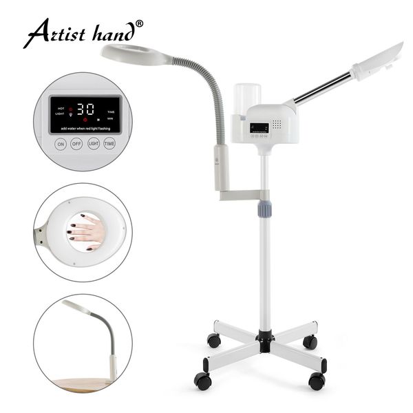 2IN1 Hot Facial Steamer 5X LED Magnifying Lamp UV Ozone LCD Salon Spa Skin Care