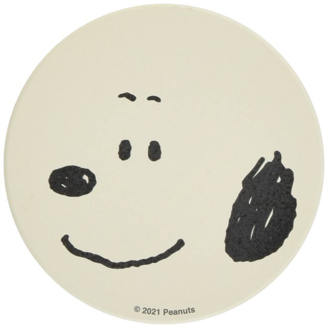 Kim Jo Pottery Peanuts Snoopy Ceramic Water Absorption Coaster 493519 Diameter Up 3.5 inches (9 cm), White