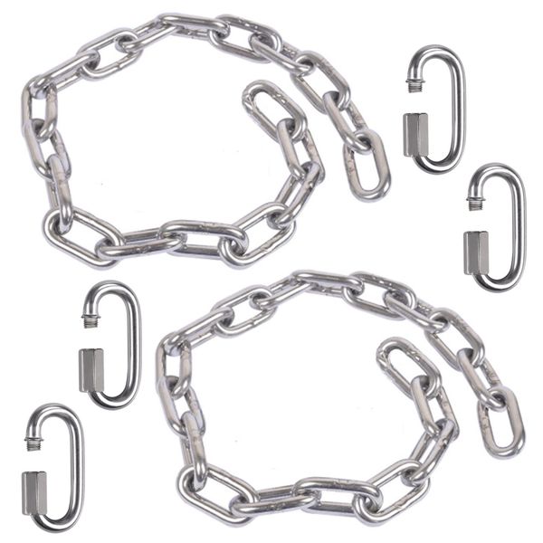 2 Stainless Steel Chains (28") Swing Chains, Heavy Duty Swing Hardware,4 Quick Connection Buckles, Indoor and Outdoor Playground Swings, hammocks, sandbags