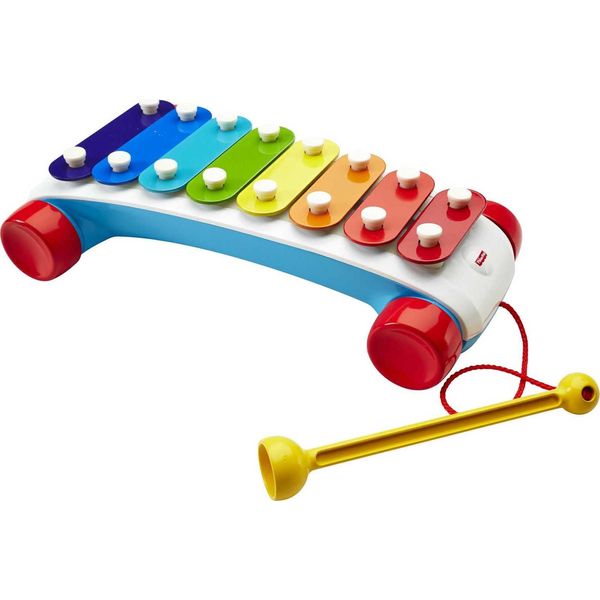 Fisher-Price Toddler Pull Toy, Classic Xylophone Pretend Musical Instrument with Mallet and Rolling Wheels for Ages 18+ Months