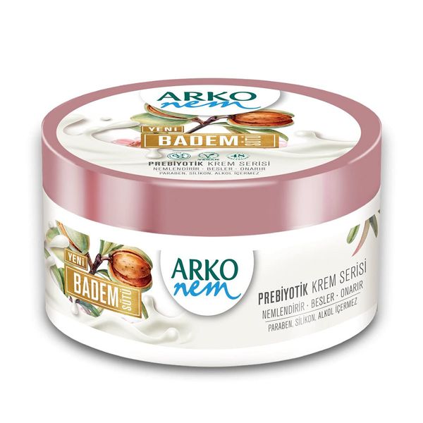 Arko NEM Luxurious Moisturising Cream | Almond Milk Formula | 250Ml Tub | Lightweight Suitable For Daily Use