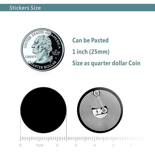 Pack of 30 NFC Tags Stickers NFC Tag Stickers Black NFC 215 Black NFC Tag Stickers, Compatible with All NFC-Enabled Smartphones, NTAG 215 Chip with 504 Byte Memory (25 mm)