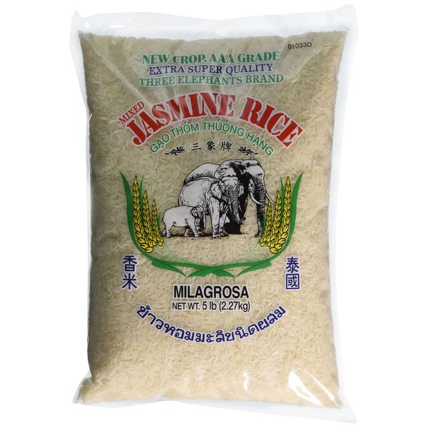 Three Elephants Thai Jasmine Rice, 5 Pound