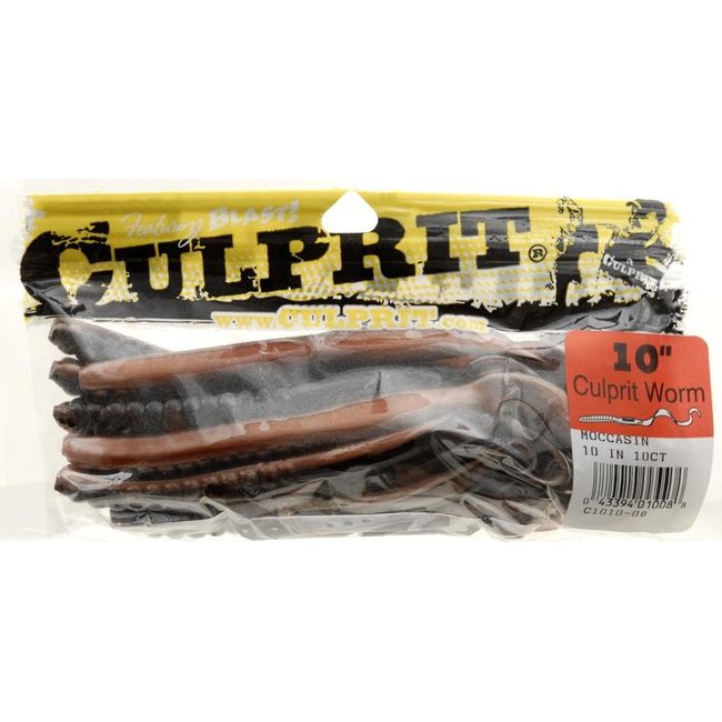 Culprit C1010-08 Original Worm 10-Inch, 10-Pack, Mocassin Shad