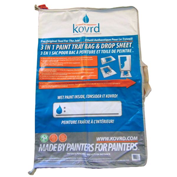 Kovrd 2in1 Reusable Paint Tray Storage Bag And 39 X 29 Drop Cloth Keep Brushes