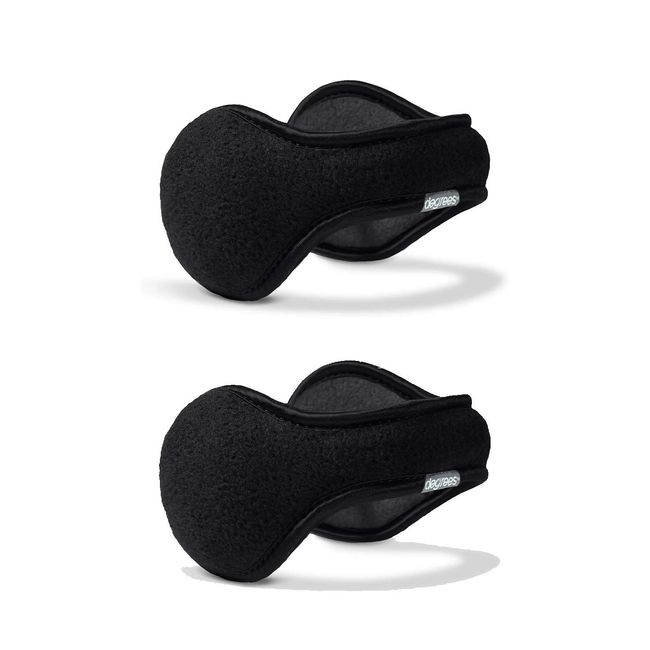 180s Degrees Winter Ear Warmers | Behind-the-Head Adjustable & Foldable Earmuffs (Black, 2)