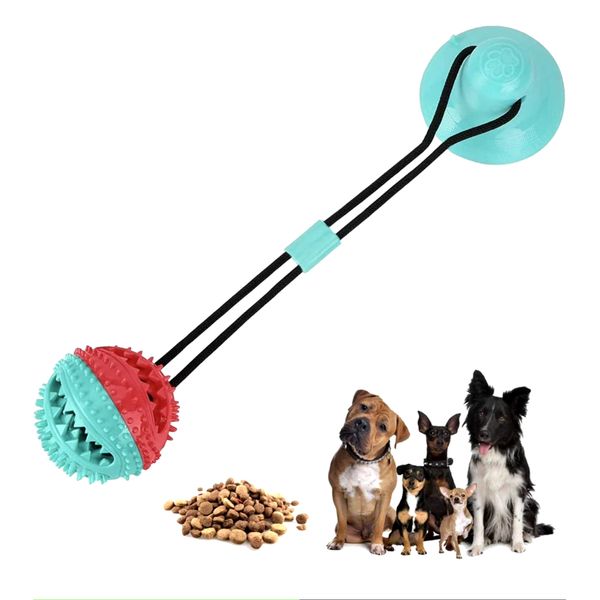 Rope Dispensing Ball with Suction cup, dog toothbrush, Pet Squeaky toy