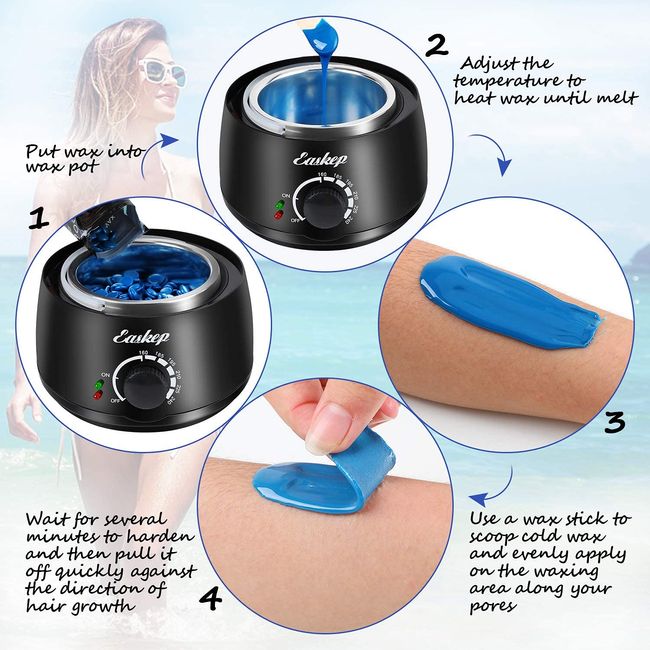 Beauty Rapid Melt Wax Warmer Electric at Home Hair Removal Kit + 6 BAGS  Hard Wax Beads & 10 Wooden Applicators -Easy to use DIY Waxing Kit- Face  Body