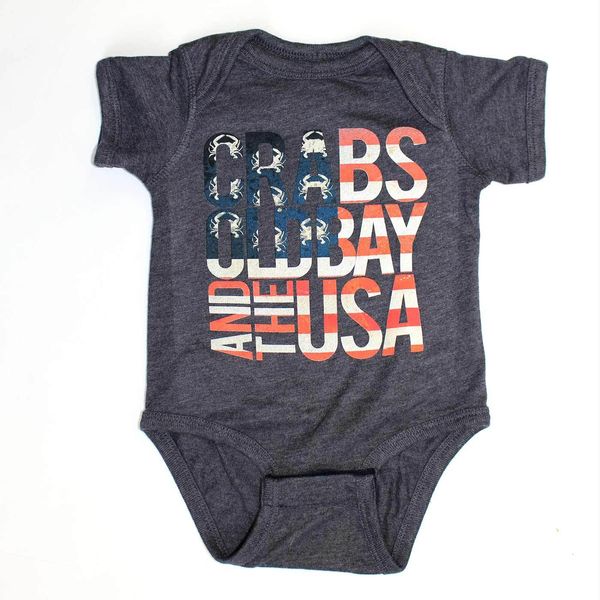 Crabs, OLD BAY, & The USA (Vintage Navy) / Baby Onesie - 18 Months / Blue