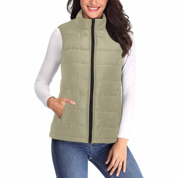 Womens Puffer Vest Jacket / Dark Sage Green - S