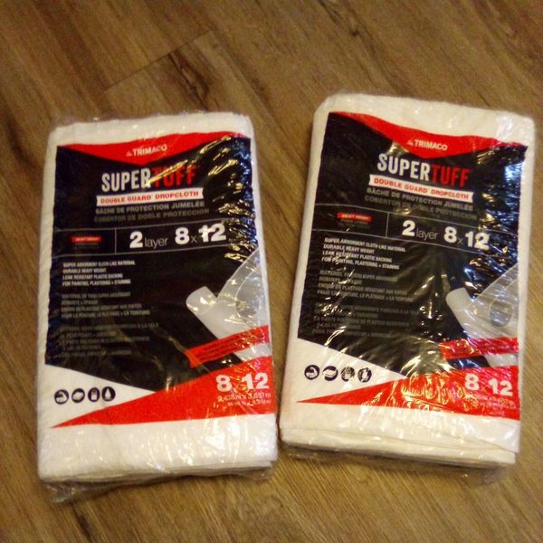 Supertuff Double Gaurd 8 Ft. X 12 Ft. Paper/Poly Drop Cloth 2 Layer ~ 2 Pack New