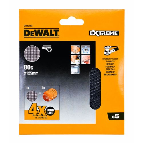 Dewalt DTM3103QZ 125 mm 80G ROS Sand Discs (Pack of 5)