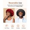 mikimini Black Satin Bonnet for Sleeping, Curly Hair Silk Sleep Cap for Women and Men Reversible Double Layer Bonnet X-Large Sleeping Cap Soft Stretchy Night Cap for Hair Care (Black+Red)