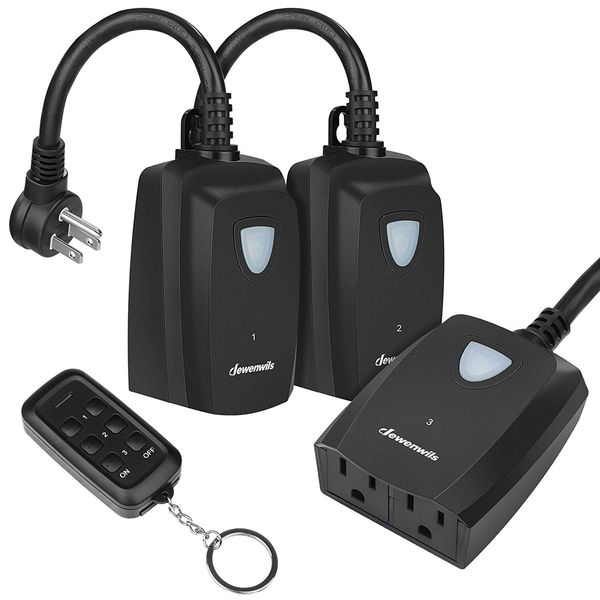 DEWENWILS Outdoor Remote Control Outlet Wireless Electrical Plug in Light Switch