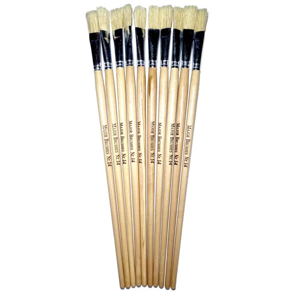 Major Brushes Hog Long Flat Brushes Size 14 - Set of 10