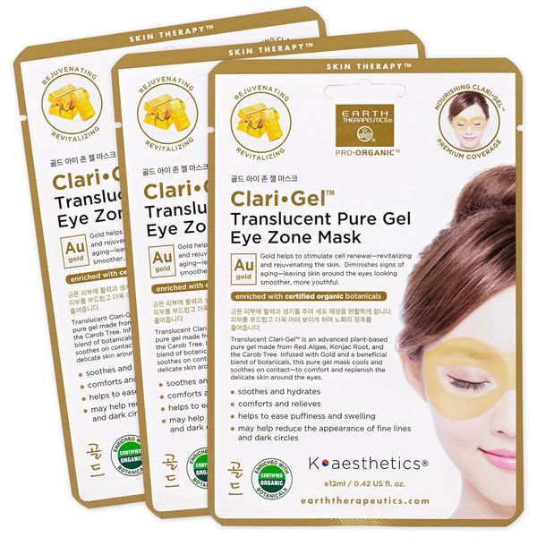 Earth Therapeutics ClariGel Eye Zone Mask - Gold - 3 Pack