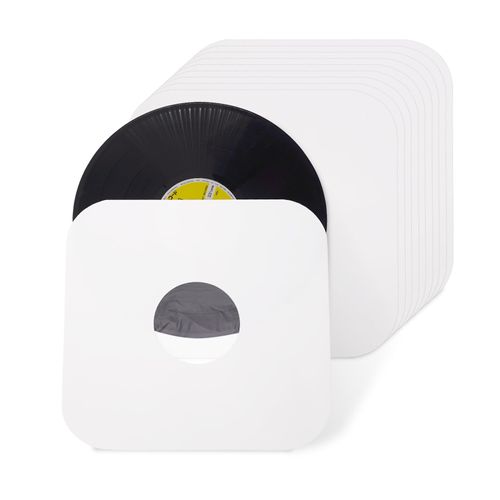 sdroceRyaM12 Inches Vinyl Record Inner Paper Sleeves with PO Film - Anti-Static White Kraft Paper Protection Covers with Rounded Corners for 12'' 33 RPM LP Record Vinyl - 10 Pack