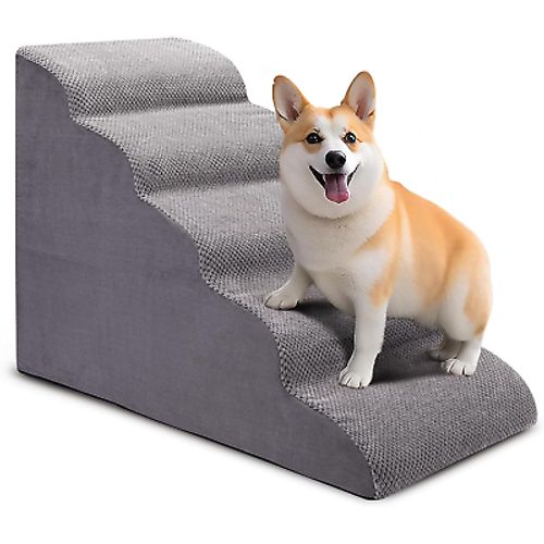 Dog Stairs for Bed, 5-Step Dog Steps for Couch and High Bed, Non-Slip Pet Stairs