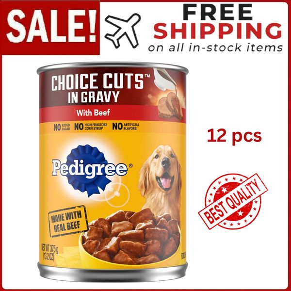 PEDIGREE CHOICE CUTS IN GRAVY Adult Canned Soft Wet Dog Food with Beef, 13.2 oz.