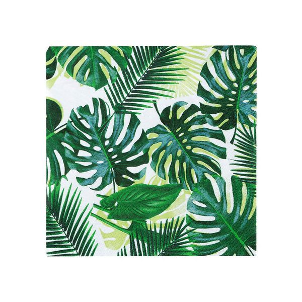 Talking Tables Pack of 20 Tropical Cocktail Napkins Paper Palm Leaf Serviettes for Kid's Jungle Party, Hawaiian Theme, Luau, Summer, Picnic, Decoupage