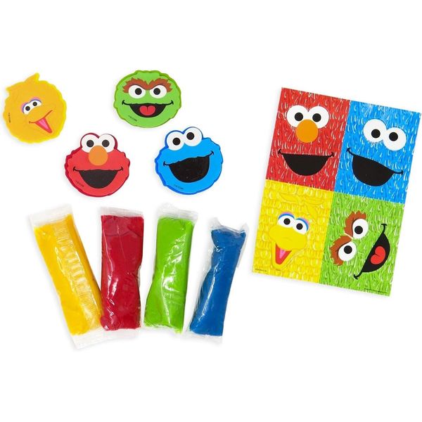 Sesame Street Dough Activity Bag 4 Packets Play Dough, 4 Dough Cutters