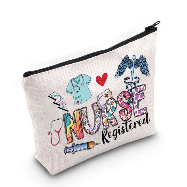 WZMPA Registered Nurse Cosmetic Makeup Bag RN Krankenschwester Geschenk Krankenschwester Abschluss Geschenk Reißverschluss Beutel für Krankenschwester Praktiker Geschenk, Registrierte