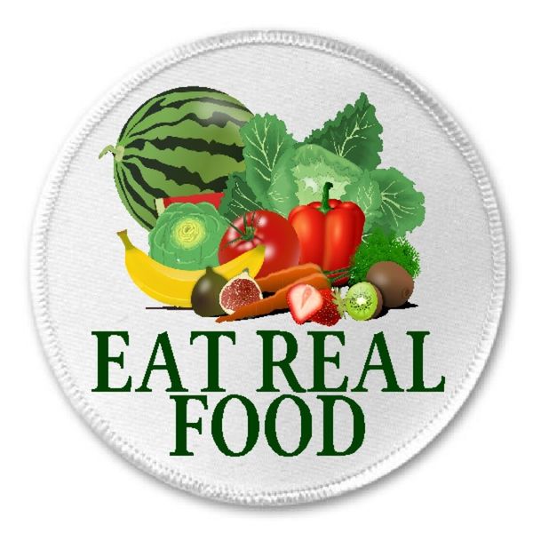 Eat Real Food Fruits And Vegetables - 3" Sew Iron On Patch Produce Garden Health