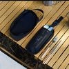 Tableware Storage Package Camping Cookware Bag Cookware Organizer Kitchen Mesh Case Cutlery Bag for Camping BBQ Cooking, Black, Rectangle