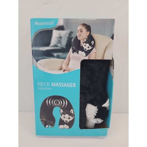 NEW HEALTH TOUCH WOLF HUSKY PLUSH SENSORY NECK MASSAGE TRAVEL PILLOW