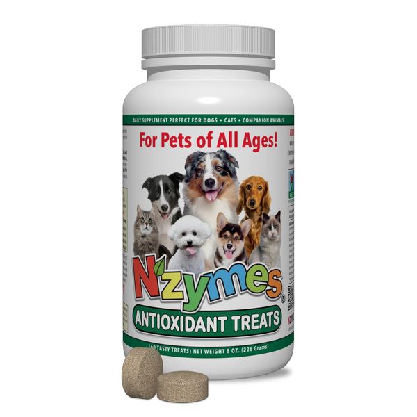 Nzymes® Antioxidant Dog Treats - for Dogs Joints, HIPS, Paralysis, Skin, Coat, Hair Loss, Aging, Digestion, Neurological, Seizures - Dog Treats for Large Dog - 60 Treats - Made in The USA