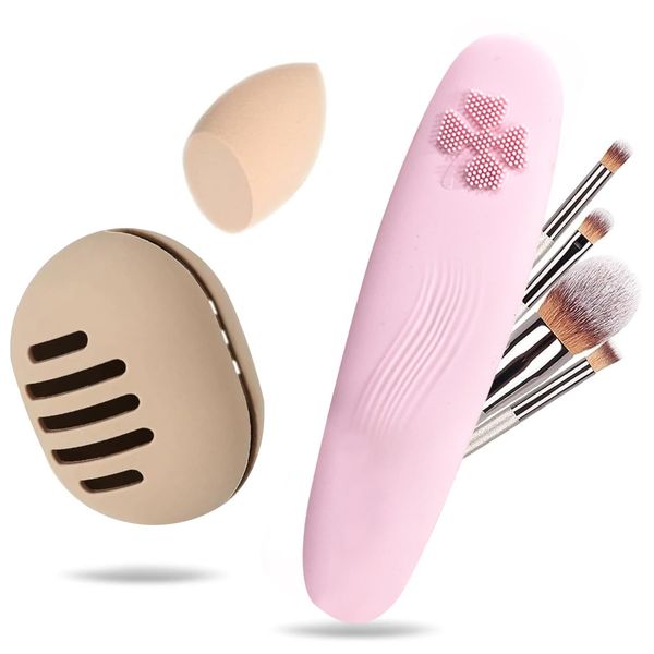 RTRTGS 2 pcs Custodia Spugna per Trucco Doppia Faccia Traspirante per Viaggio,Porta Spugna in Silicone per Beauty Blender per Tutte le Spugne,Riutilizzabile e Igienica Facile da Trasportare