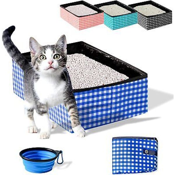 Pet Fit For Life Collapsible Portable Cat Litter Box (16"x12"x5") Large, Blue