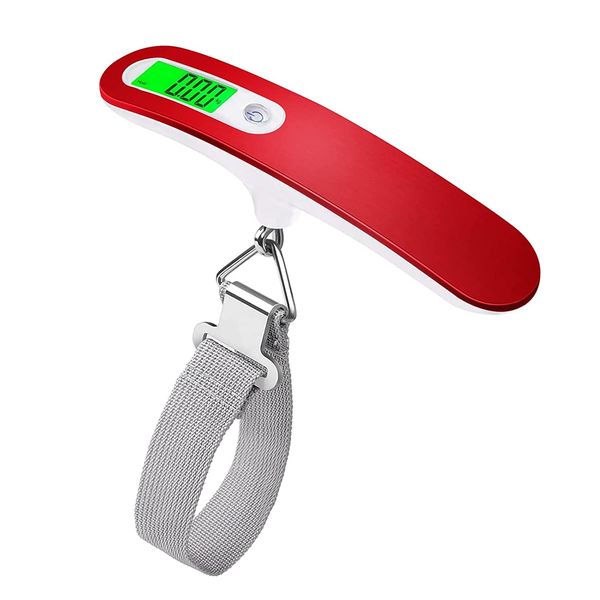 Luggage Scale Bag Weight Checker Portable Digital Weight Scale For Travel Suitcase Weigher With Tare Function 110 Lb/ 50kg Capacity,Red