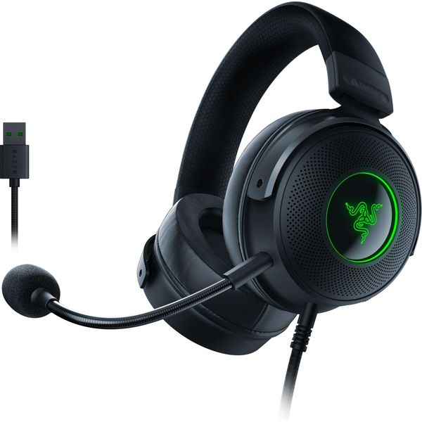 Razer Kraken V3 - Kabelgebundenes USB Gaming Headset mit Razer Chroma RGB (TriForce 50mm Treiber, THX Spatial Audio, HyperClear Cardioid Mic, Chroma RGB) Schwarz