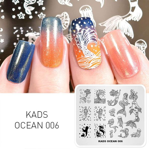 KADS Stamping Plates for Nail Art Ocean Mermaid Template Image Plate Stencil Nails Tool(OC006)