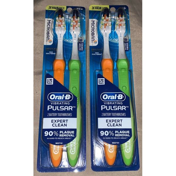 2 Lot Of Oral-B Pro-Health Pulsar Electric Toothbrush Medium Bristles  2 Ct Each