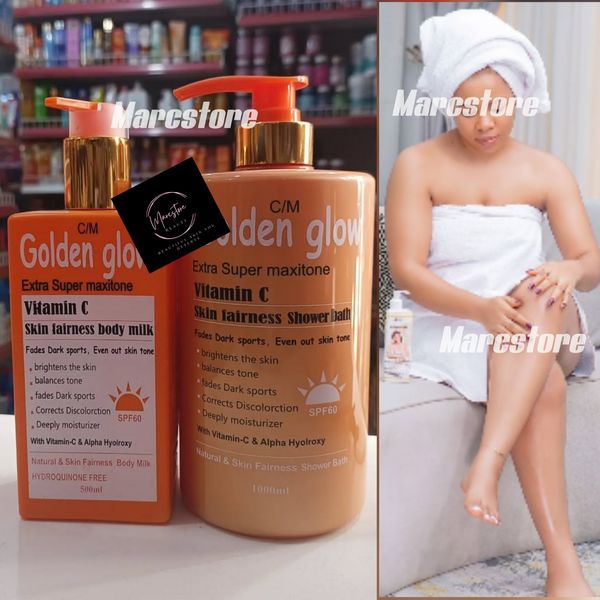 Golden Glow Maxitone Vitamin C Bath, Active Whitening Lotion.
