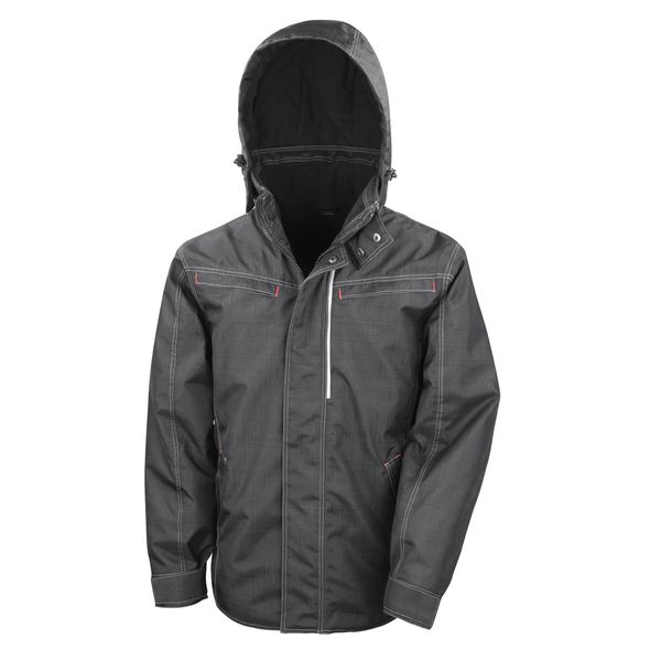 Result WorkGuard Denim Texture Mens Rugged Work Jacket - Black - L