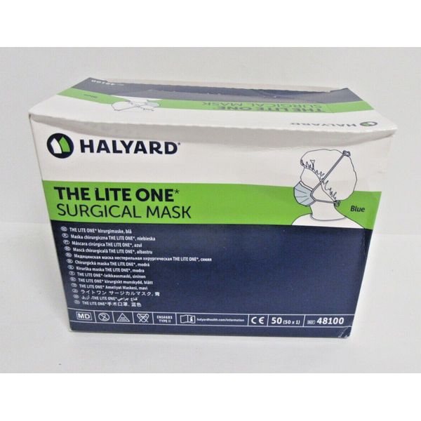 (Box of 50) Halyard Health 48100 Lite One Surgical Face Masks  Blue