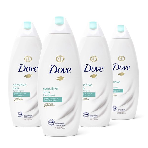 Dove Sulfate Free and Hypoallergenic, Sensitive Skin Body Wash, 22 Fl Oz (Pack of 4)