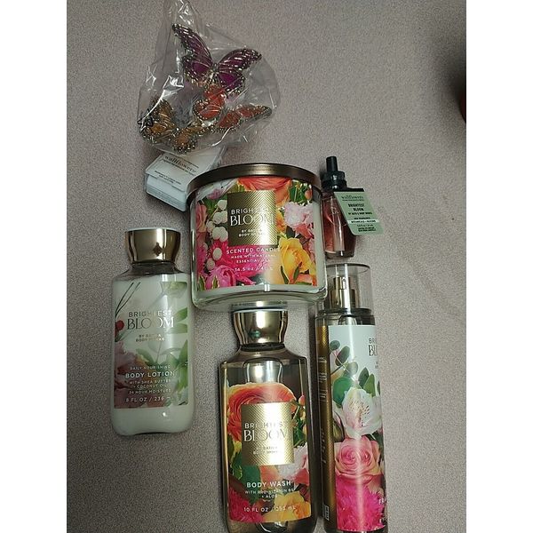 Bath & Body Works Brightest Bloom Gift Set Wash, Candle, Lotion Room Freshener