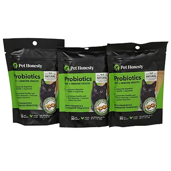 (3 PACKS) Pet Honesty Cat Vitamins / Probiotics Gut + Immune Health Chews 2/2025