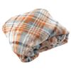 Fall Farmhouse Throw Blanket: Soft Grey White Orange Plaid Design Accent