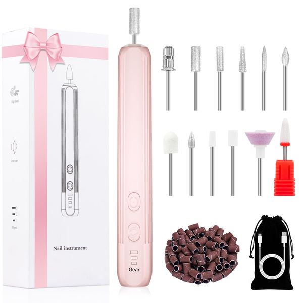 Electric Nail Drill, Professional Manicure Pedicure Kit, Cordless Electric Nail File Set, Rechargeable Pedicure Tools for feet, 3 Speeds Hand Foot Care Nail Drill for Thick Nail Toenail Cuticle