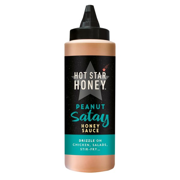 Hot Star Honey Peanut Satay Honey Sauce | Hand Crafted Spicy Honey Sauce | Satay Sauce Perfect for Chicken, Pizza, Pasta, Steak and Noodles, 290g Bottle