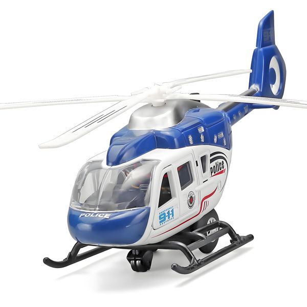 NOVAFUSION Kids Helicopter Toy Diecast Military Helicopter Model Kit,Pull Back Toy Helicopter with Lights and Sound,Toy Airplane with Rotatable Propeller,Helicopter Toys for Boys Age 4-7（Blue）