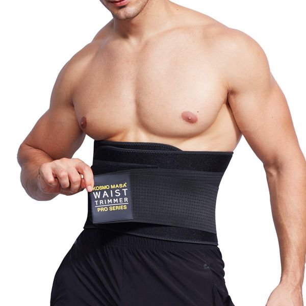 KOSMO MASA Slimming Sauna Waist Trimmer for Men,Sweat Waist Trainer for Women,Workout Belt for Men,Stomach Wraps Premium Fitness Bands Body Shaper Belly Sport Girdle - Black XXL-3XL