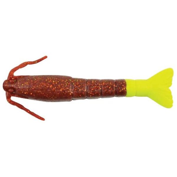 Berkley Gulp! Shrimp, 3in, 3" (6 Count) , Root Beer Gold/Chartreuse