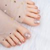 Nail Tip, Foot Nail Seal, False Nails, 24 Pieces, Cute Tip, Gel Nail, Nail Sticker, Ribbon, Reusable False Nails, Korea, Popular, Nail Supplies, Easy to Apply, Durable, Convenient, Glittering in Summer, Weddings, Coming-of-Age Ceremonies, Foot Nails, 48 D